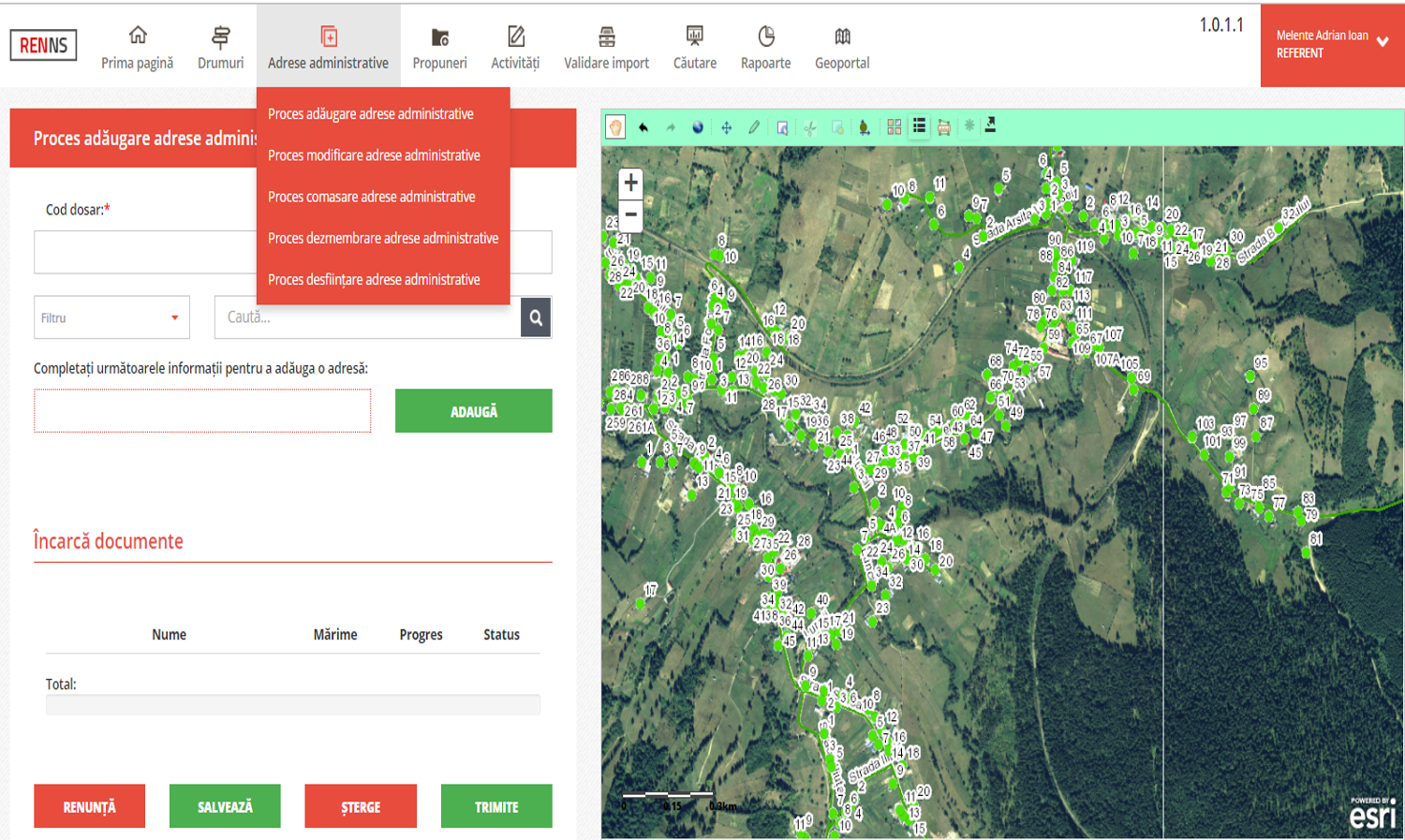 Adăugare adrese administrative in RENNS - rol referent